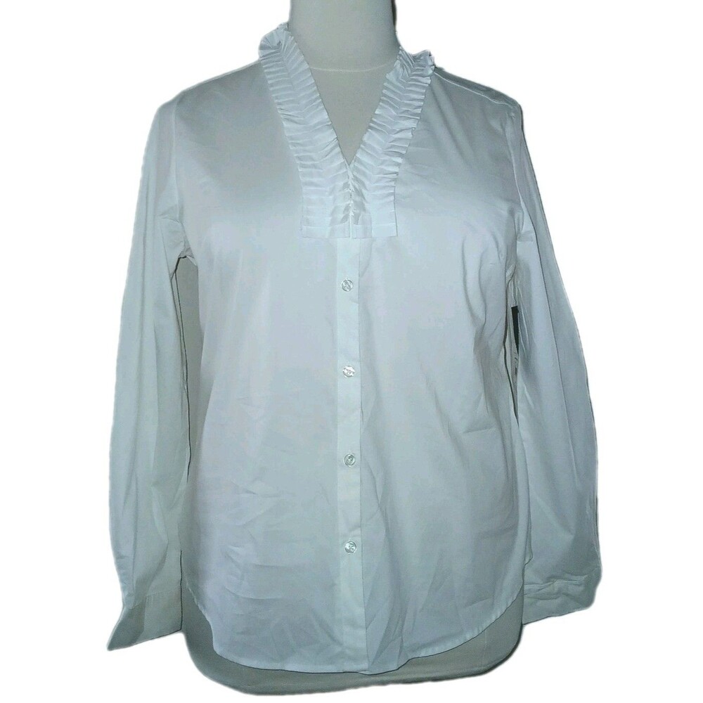 NWT George Womens XXL 20 Pleated Career Office Solid Off White Blouse Shirt Top